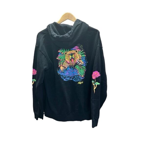 Neff Co Black Neon Hoodie Bear Mushroom Size Large (L) - Picture 1 of 6